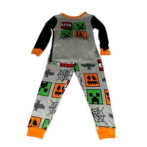 Minecraft Creeper Boys Kids Toddler Cozy Sleep Pajamas 2 piece Set Size 4